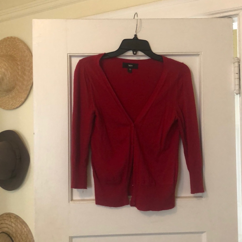 Red cardigan